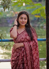 Pure chanderi ajrakh saree